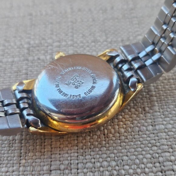 Vintage Lady Elgin Women Wristwatch Quartz Japan Movt Date Calendar Analog Watch